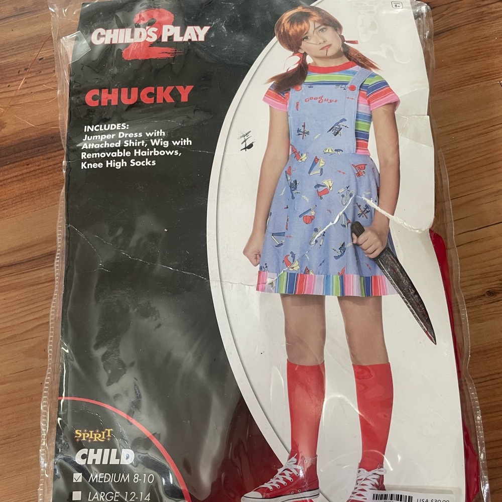 Spirit Chucky Costume with Blue Jumper and Red Socks